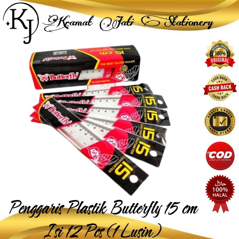 

Penggaris Plastik Butterfly 15 cm Isi 12 Pcs (1 Lusin)