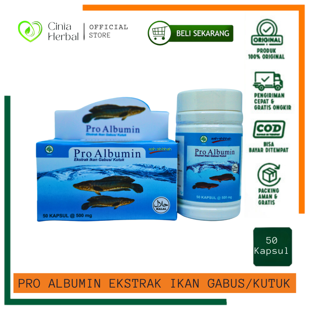 Pro Albumin Ash-Shihah Kapsul Ekstrak Ikan Gabus / Azzayan Albumin / SAH Albumin / Albustamax / Nata