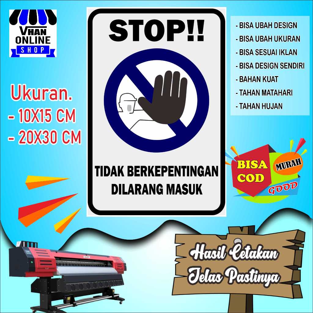 

Cetak Sticker Tempelan Stop atau Larangan Biru