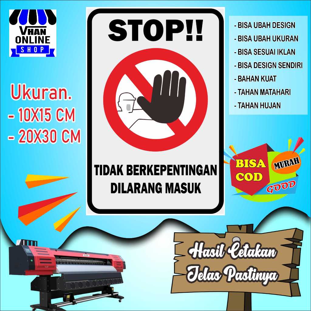 

Cetak Sticker Tempelan Stop atau Larangan Merah