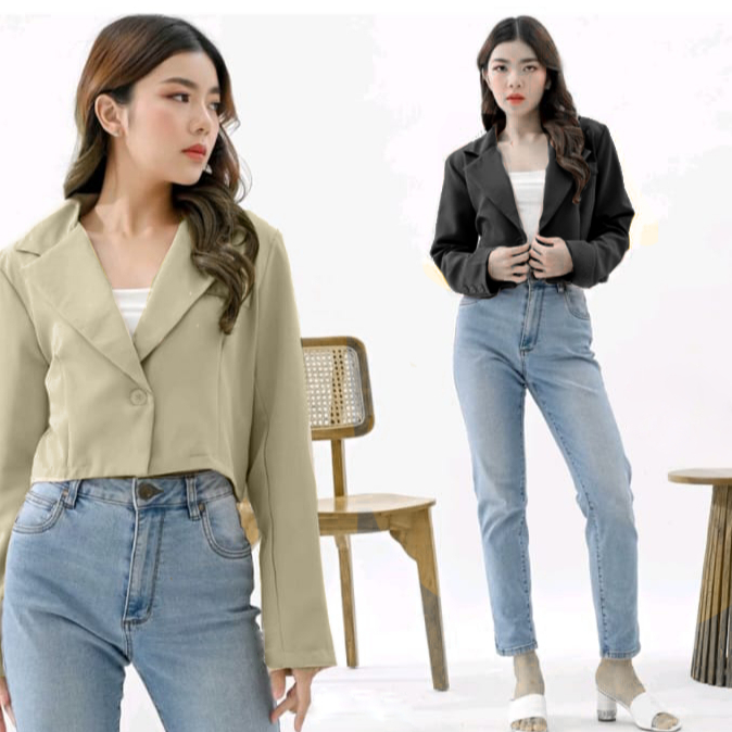 BLAZER CROP // Crop Semi Formal Casual Blazer // Atasan Wanita