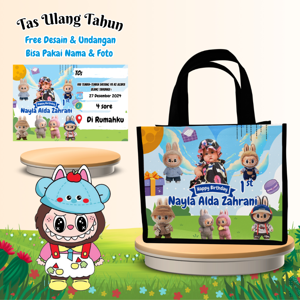 

Paket 25 Pcs Tas & Free Undangan Anak Ulang Tahun Custom Desain Muat Kfc Snack