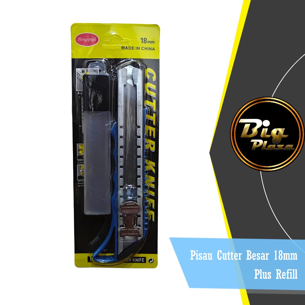 

Pisau Cutter Besar 18mm Plus Refill Mata Pisau Tajam dan Awet 0715