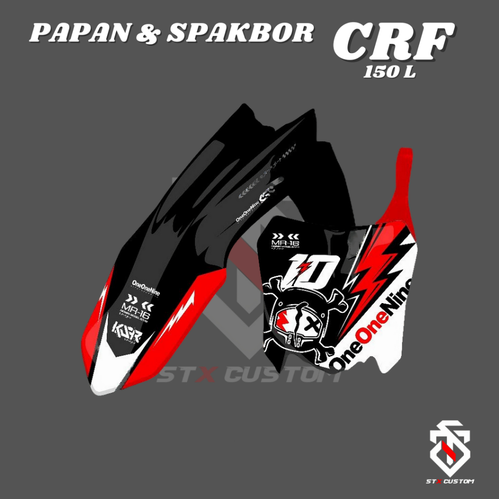 DECAL PAPAN DAN SPAKBOR CRF 150L STICKER PAPAN NOMOR DAN SPAKBOR DEPAN CRF 150L