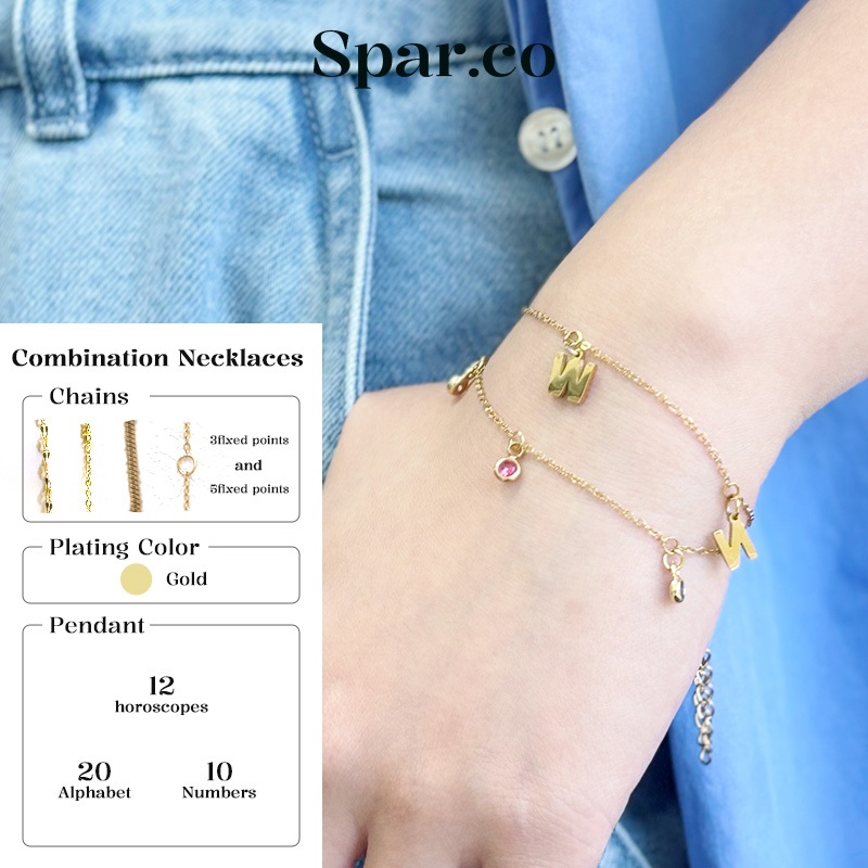 Spar.co DIY Gelang Kustom  3 Charm Fix Lointin Bracelet Titanium -  Aksesoris Wanita SP-BA3-007