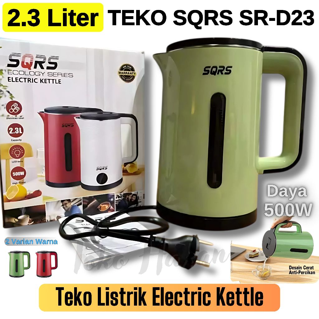 Kettle Teko Listrik 2.3L Pemanas Air Stainless Otomatis Sqrs Sr-D23/ Teko Listrik SQRS SR-D23 / Elec