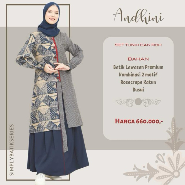 SIMPLY LAISA Setelan Batik Wanita Tunik Dan Rok
