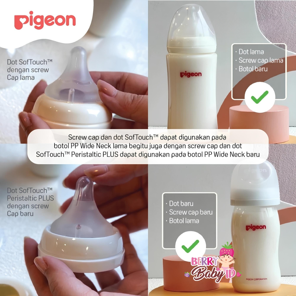 Berry Baby - Pigeon 3 pcs Peristaltic Plus Nipple Blister Wide Neck Botol Susu Bayi