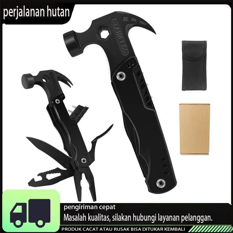 (Dengan kotak) Palu multifungsi luar ruangan/Palu Tang Lipat Multifunctional Axe Hammer Survival Too