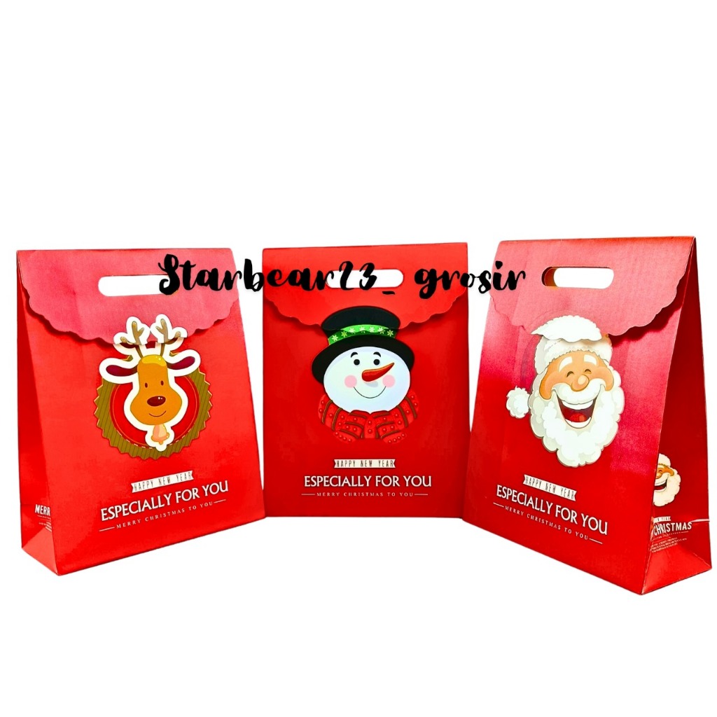 

Paperbag Red Christmas Deer and Santa Claus