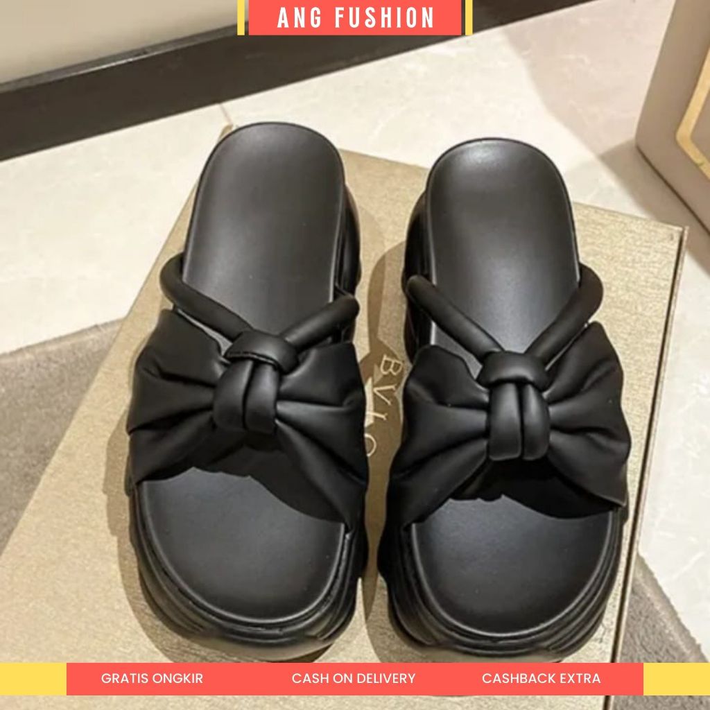 ANG FUSHION Sendal Wedges Wanita Hak Tebal Model Tali Pita Lilit CK 550