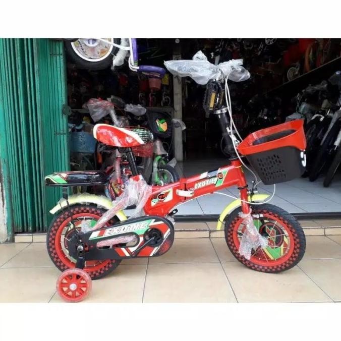 Best Seller Sepeda Lipat 12 Inch Exotic - Merah Original Cuci Gudang Promo Sepeda Murah Makassar