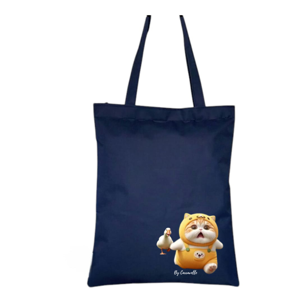 TOTE BAG KANVAS WANITA / TAS CEWEK RESLETING SABLON LUCU SABLON ANIME / CAT / THE POOH / MINI MOUSE 