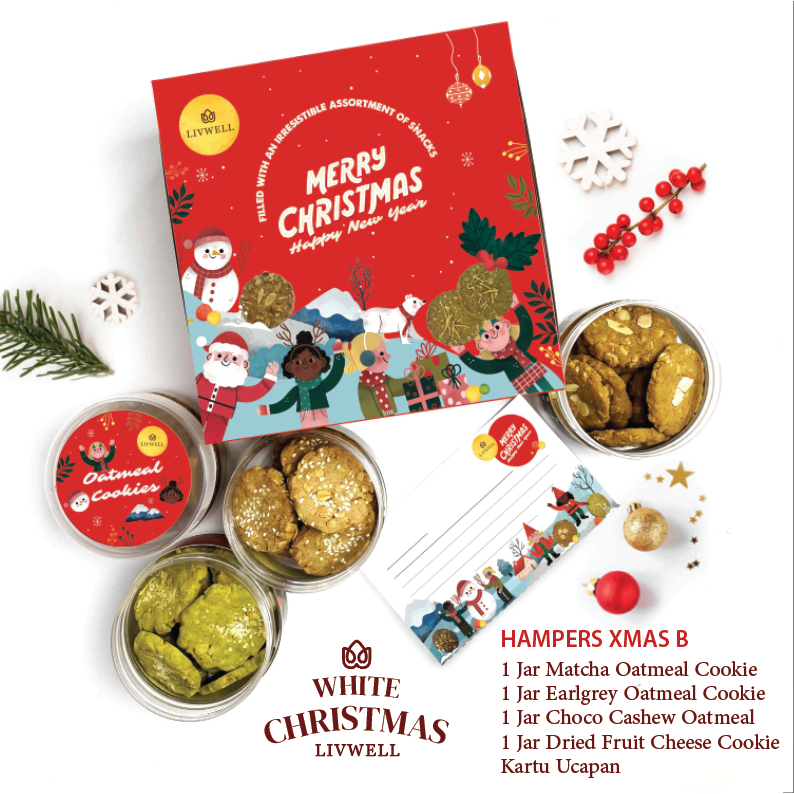 

Livwell [EXCLUSIVE HAMPERS B] Oatmeal Cookies 4 Jar Kue Kering - Lebaran & Christmas [GRATIS KARTU UCAPAN]