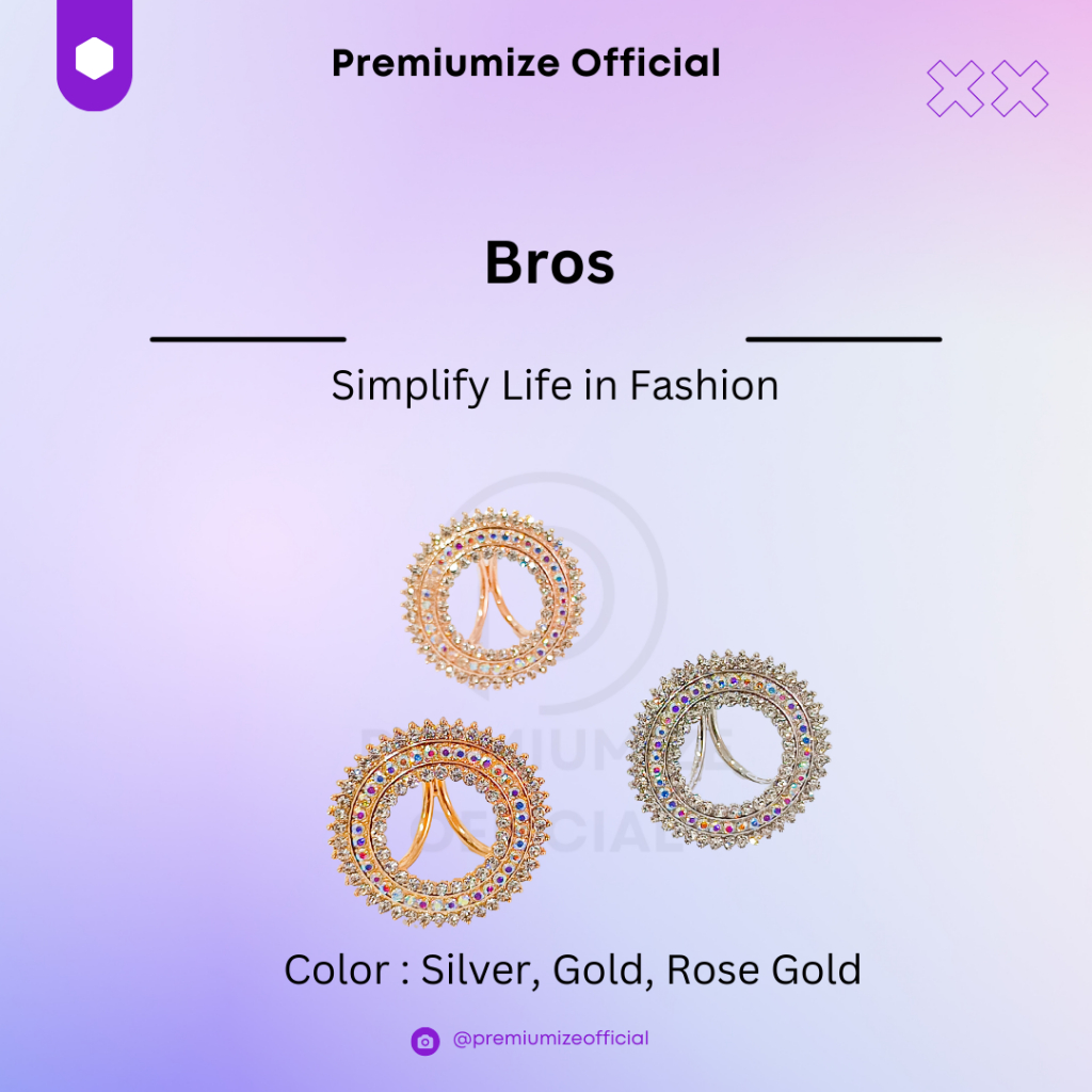 Premiumize Bros Cincin Bulat Kristal / Bros Korea / Bros Hijab / Pin Hijab Premium