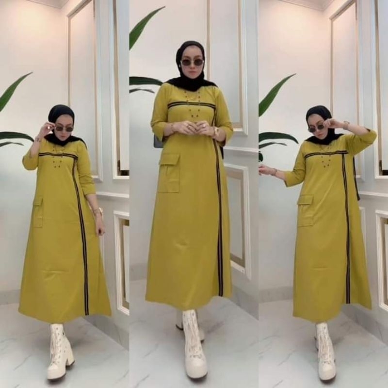 MIDI DRESS LIST SATU // MIDI DRESS SAKU SAMPING BY JEVANNI ORIGINAL