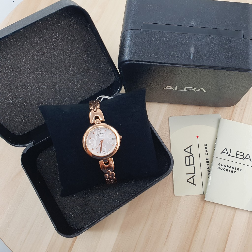 Jam Tangan Wanita Alba Tali Rantai Stainless Steel Anti Air Original Bergaransi 1 Tahun Resmi - AH83