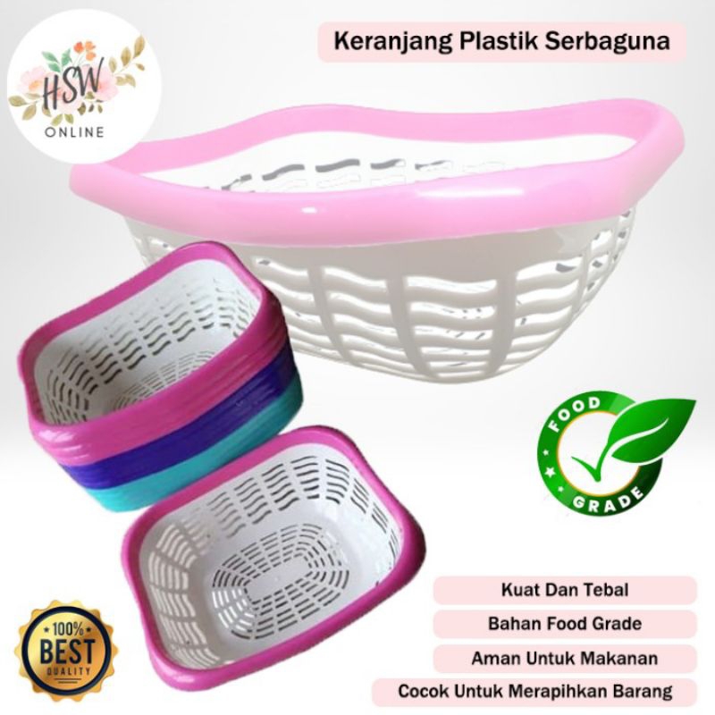 Keranjang Buah Plastik Wadah Penyimpanan Mainan Bumbu Dapur Serbaguna