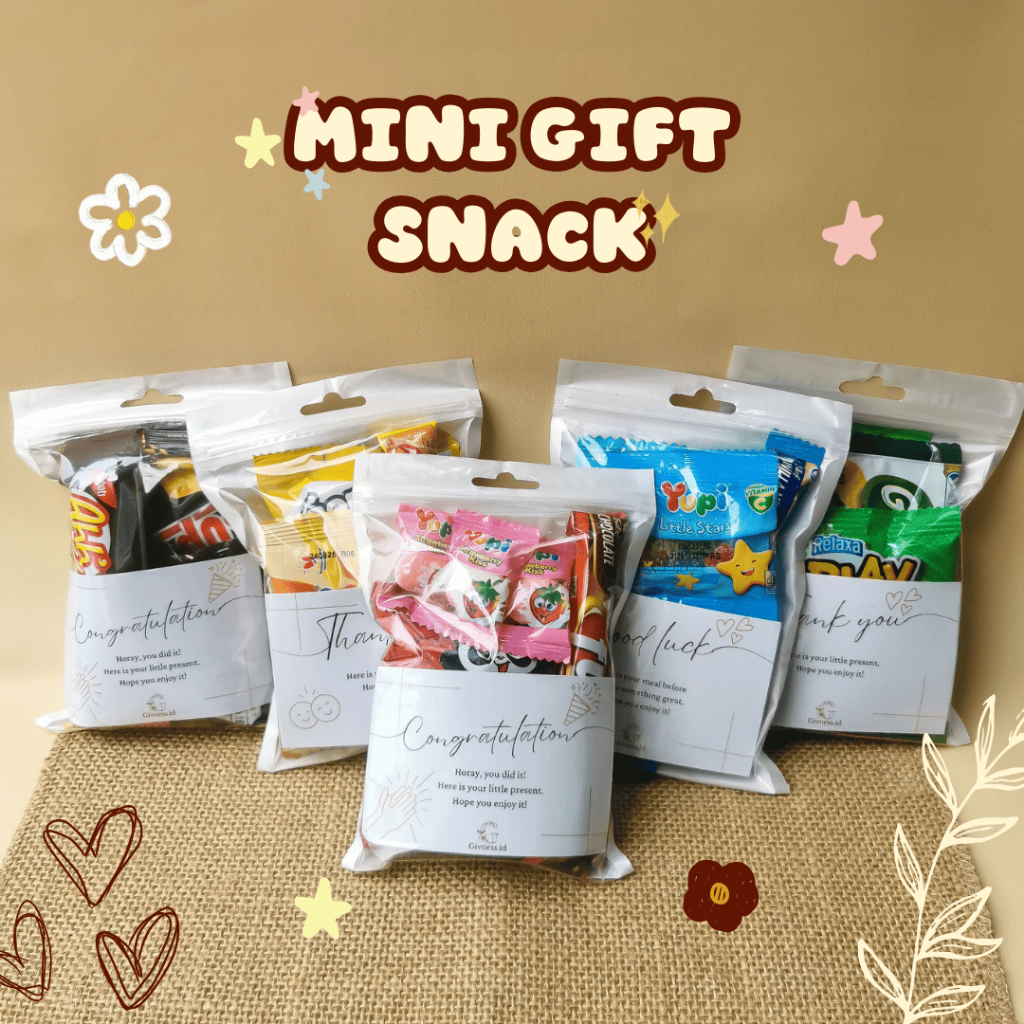 

MINI GIFT SNACK I Freebie Mini Snack Booster 3 pcs - Mini Hampers - Hadiah Ulang Tahun / Sempro / Sidang / Wisuda