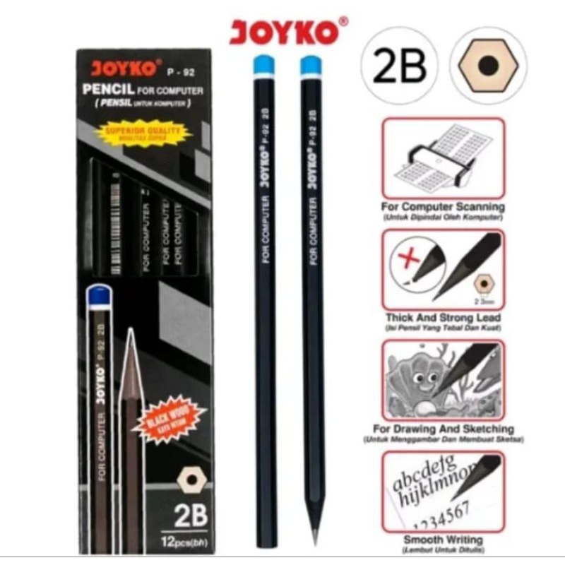 

1 pak isi 12 pcs pensil 2B joyko P-92