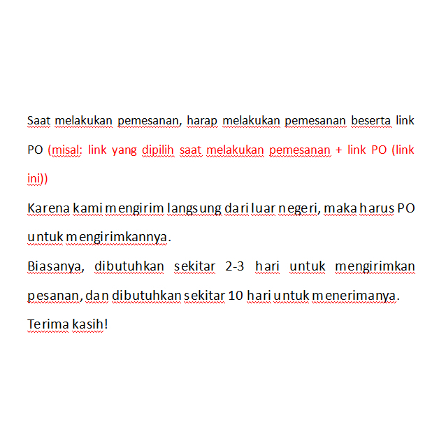 

(( PO ) tautan pra-penjualan surat langsung luar negeri) Jika ada tautan spot sebelum melakukan pemesanan, silakan lakukan pemesanan bersama dengan tautan PO.