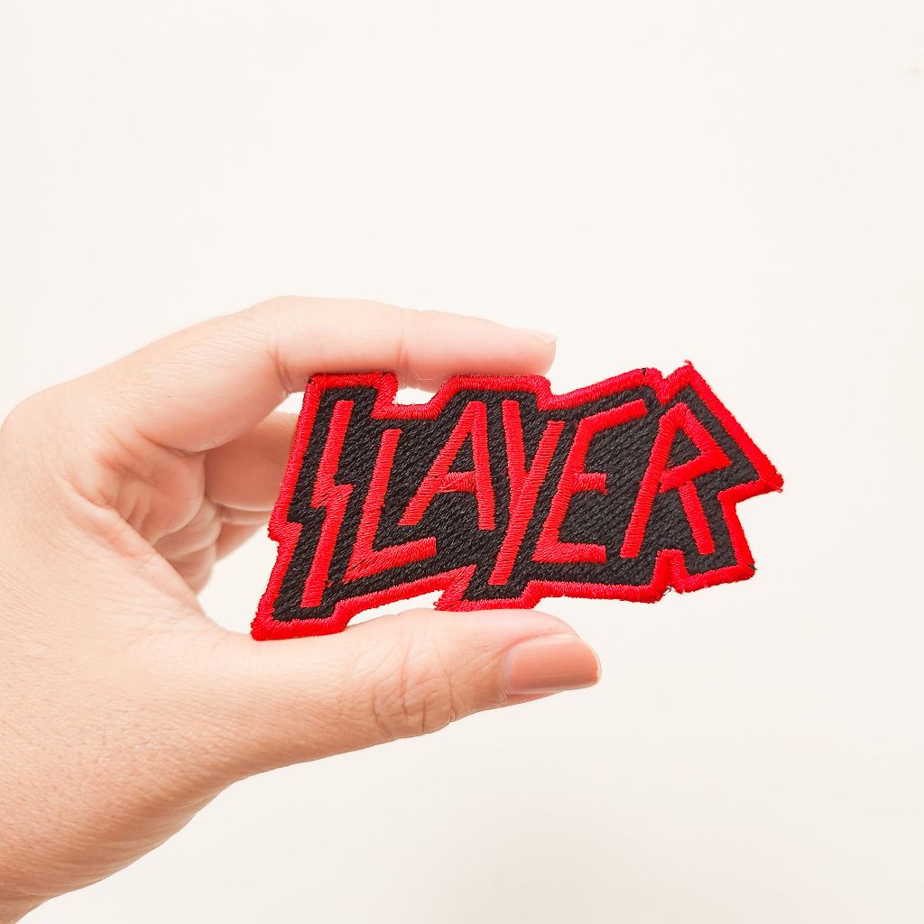 PATCH BORDIR MUSIC BAND / BADGE BORDIR SLAYER / AMERICAN THRASH METAL BAND IRON PATCH