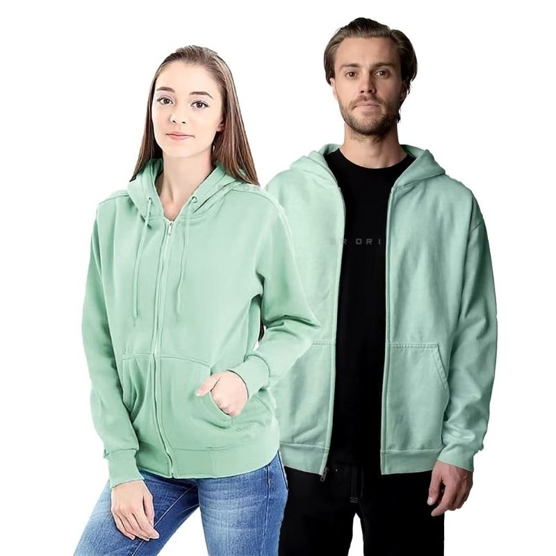 SWITER ZIPPER HOODIE ORIGINAL POLOS WARNA HIJAU MINT/JAKET ZIPPER HOODIE POLOS UNISEX PRIA DAN WANIT