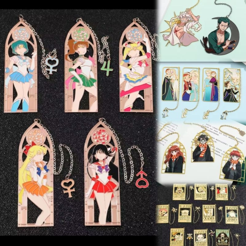 

Anime Disney Marvel Bookmark One Piece Harry Potter Sailor moon Pembatas Buku Book