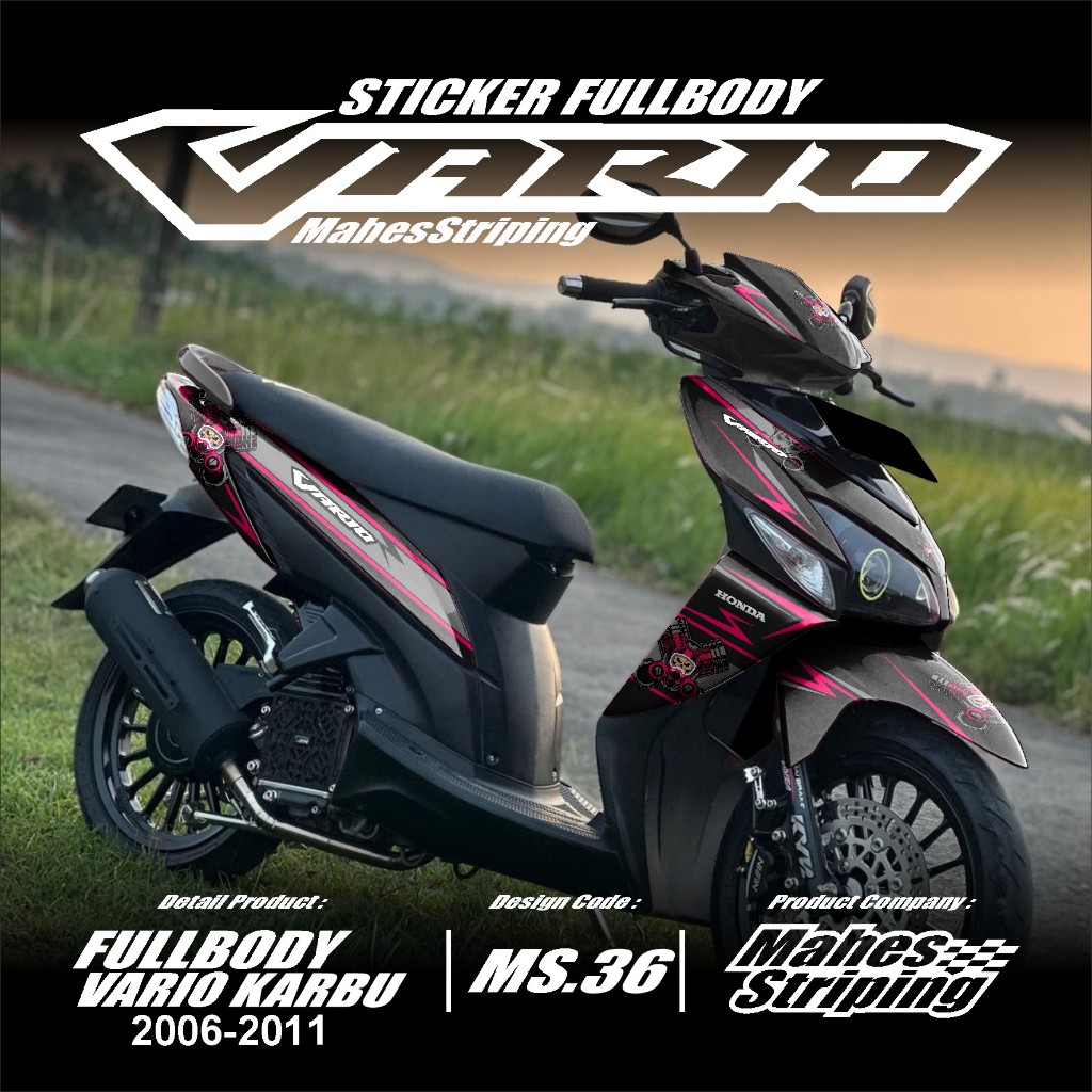 Decal Stiker Fullbody Vario 110 CW Karbu 2006 2007 2008 2009 Desain Skull Piston MS 36 Sticker Vario
