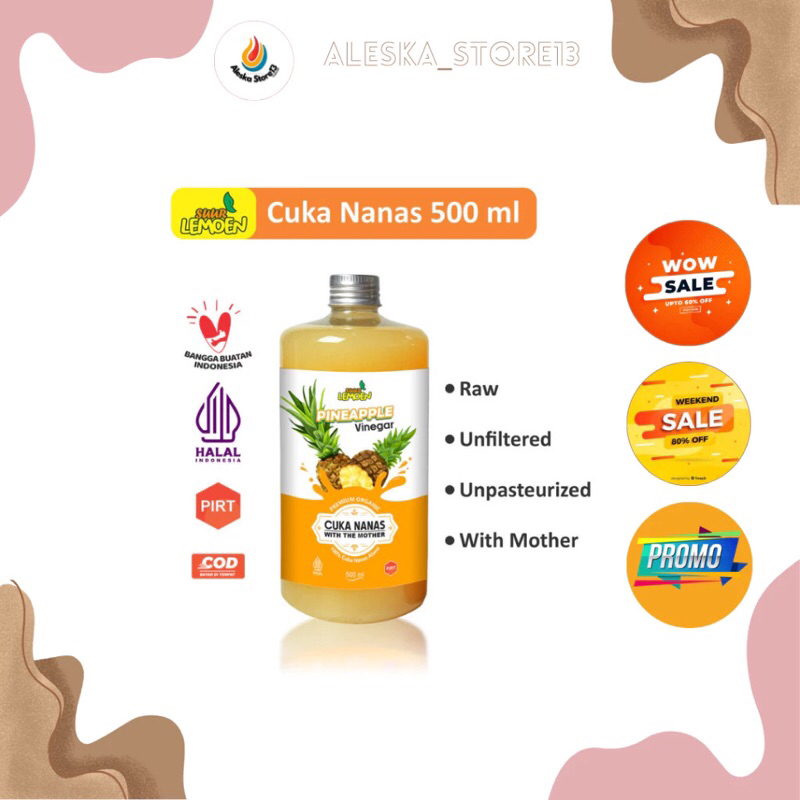 

Cuka Nanas Suur Lemoen - Cuka Nanas Organik Tanpa Campuran - Pineapple Cider Vinegar 500ml -By Aleska store ID