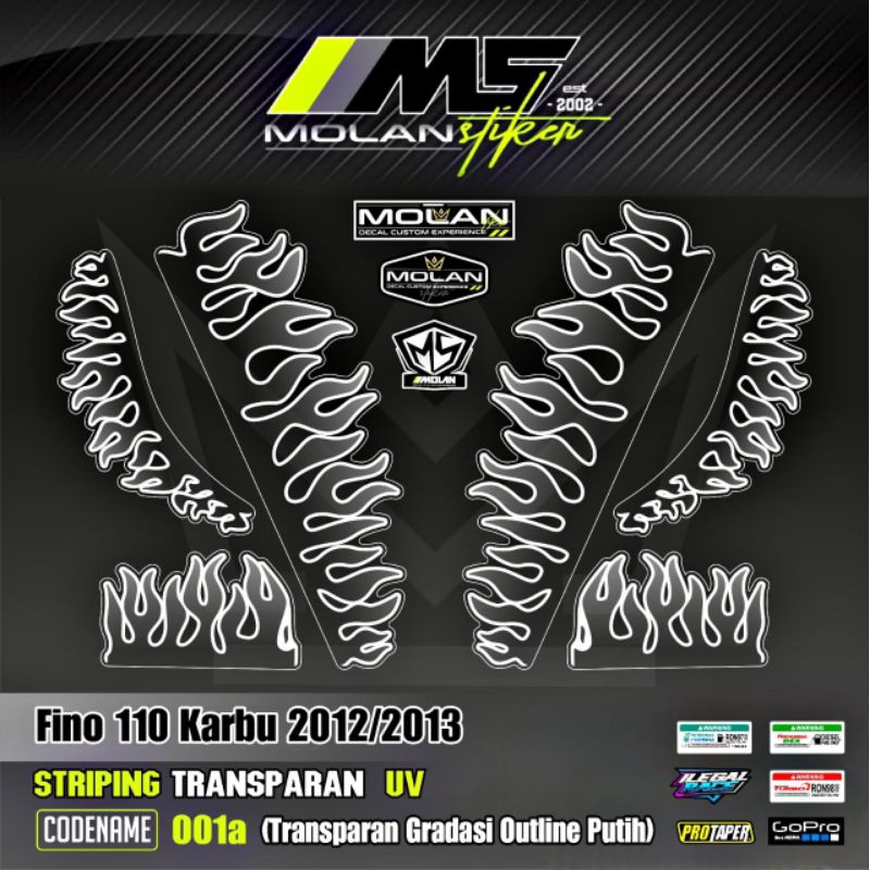 Decal Sticker Striping Variasi Transparan Uv Fino Karbu Api Fino Karbu Justin Bieber Yamaha Fino 115