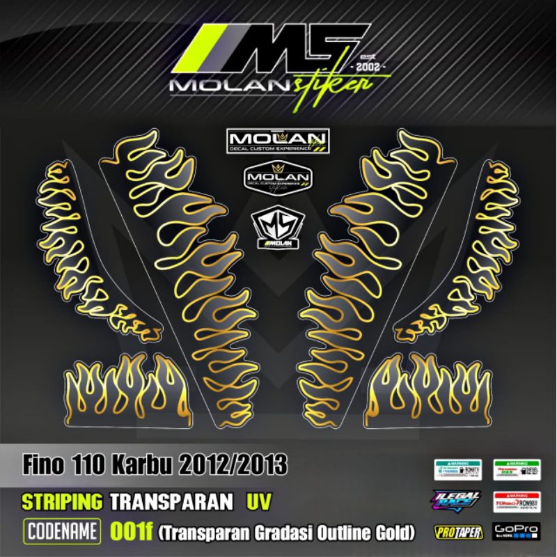 Decal Sticker Striping Variasi Transparan Uv Fino Karbu Api Fino Karbu Justin Bieber Yamaha Fino 115