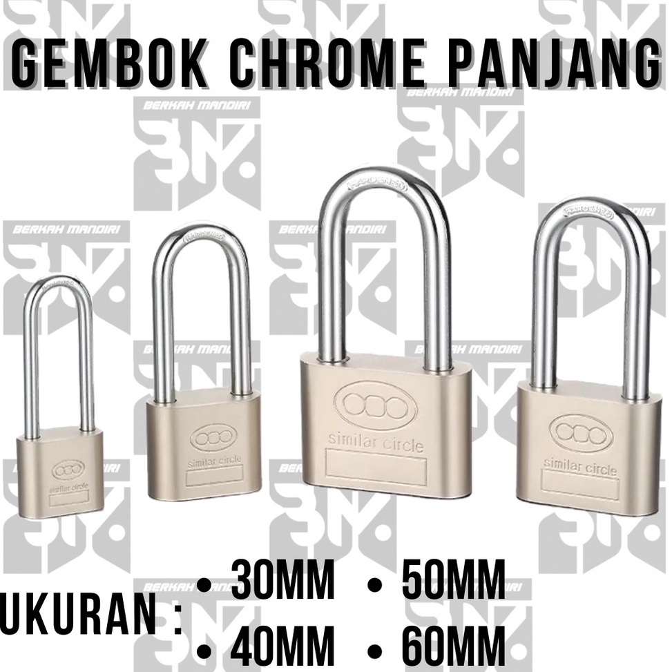 Cuma satu hari Gembok StainlessChrome PagarPintu RumahToko Leher panjang 3 4 5 6mm 3 Anak Kunci Neke