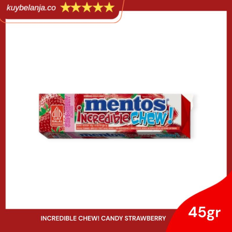 

Mentos Permen Incredible Chew Candy strawberry 45gr