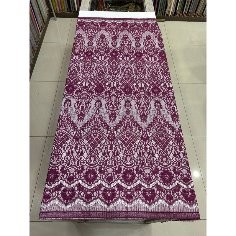 Bakal Kain Bahan Kebaya Brokat Semi Prancis Laminate Metalik/ Kain Kebaya Akad/Brukat Semi Francis/ 