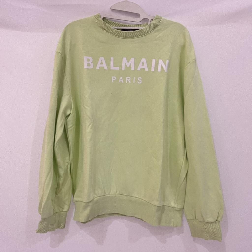PRELOVED Kaos Lengan Panjang Balmain Paris All Size Hijau Muda - Article #11