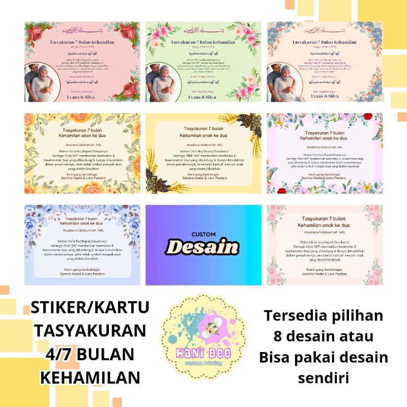 Stiker/ Kartu Tasyakuran 4 dan 7 Bulanan Kehamilan
