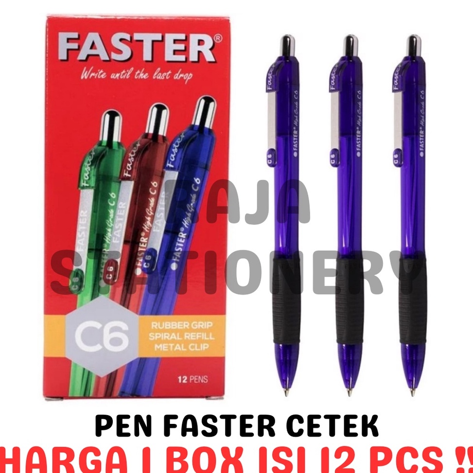 

KODE U96C PEN FASTER C6 CETEK HITAM BIRU PENA PULPEN FASTER BLACK BLUE 12PCS