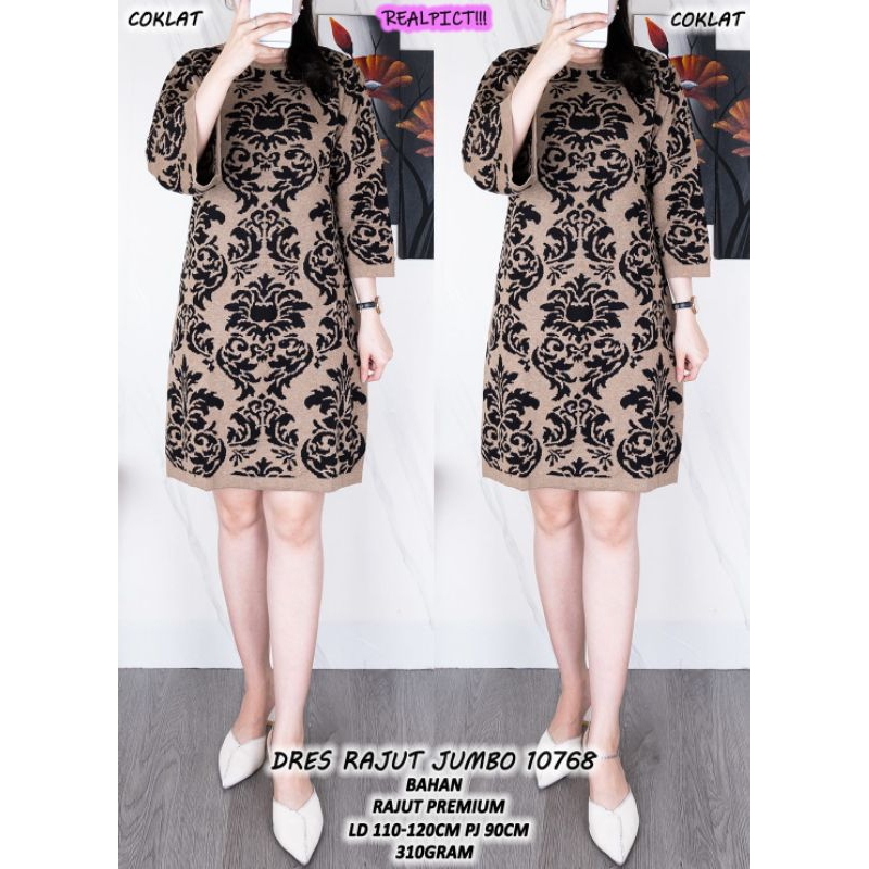 DRESS WANITA MIDI DRESS RAJUT MOTIF DRESS KOREA VB 107688