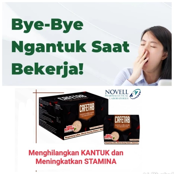 

CafeTab Tablet Kunyah Kafein anti ngantuk/tingkatkan konsentrasi/stamina