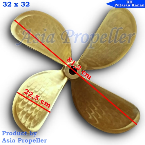 Propeller Baling baling kapal Kuningan Diameter 32 x 32 inch RH 4 daun - Asia Propeller