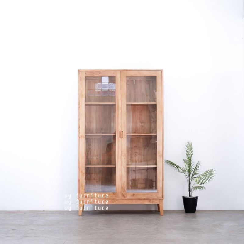 Lemari Hias Minimalis Kayu Jati - Lemari Pakaian Minimalis - Lemari Kayu Jati
