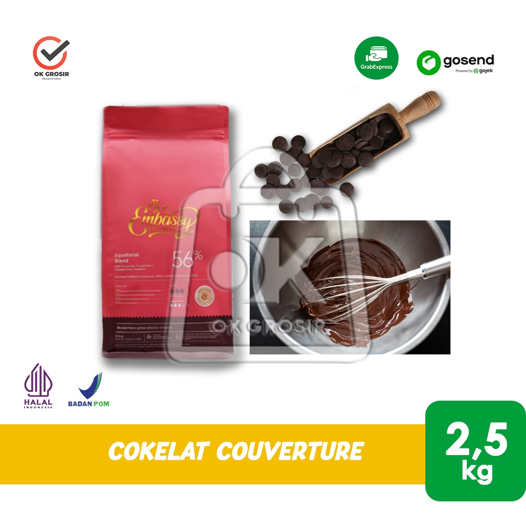 

Coklat Couverture Embassy EQUATORIAL BLEND DARK 56% Chocolate Kovertur 1 BAG 2,5kg (KHUSUS INSTANT)