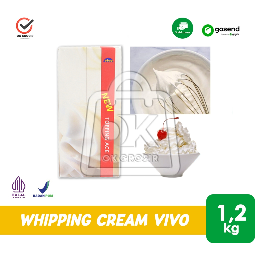 

Vivo Whipping Cream /Topping Ace Non Dairy 1,2kg (KHUSUS INSTANT)