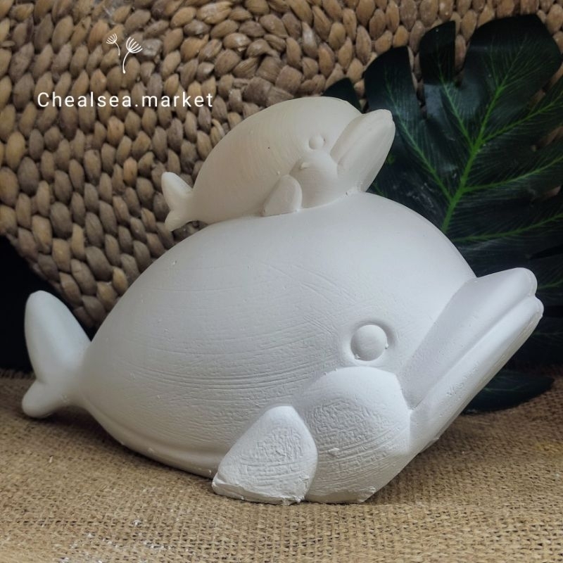 patung gypsum lukis celengan ikan