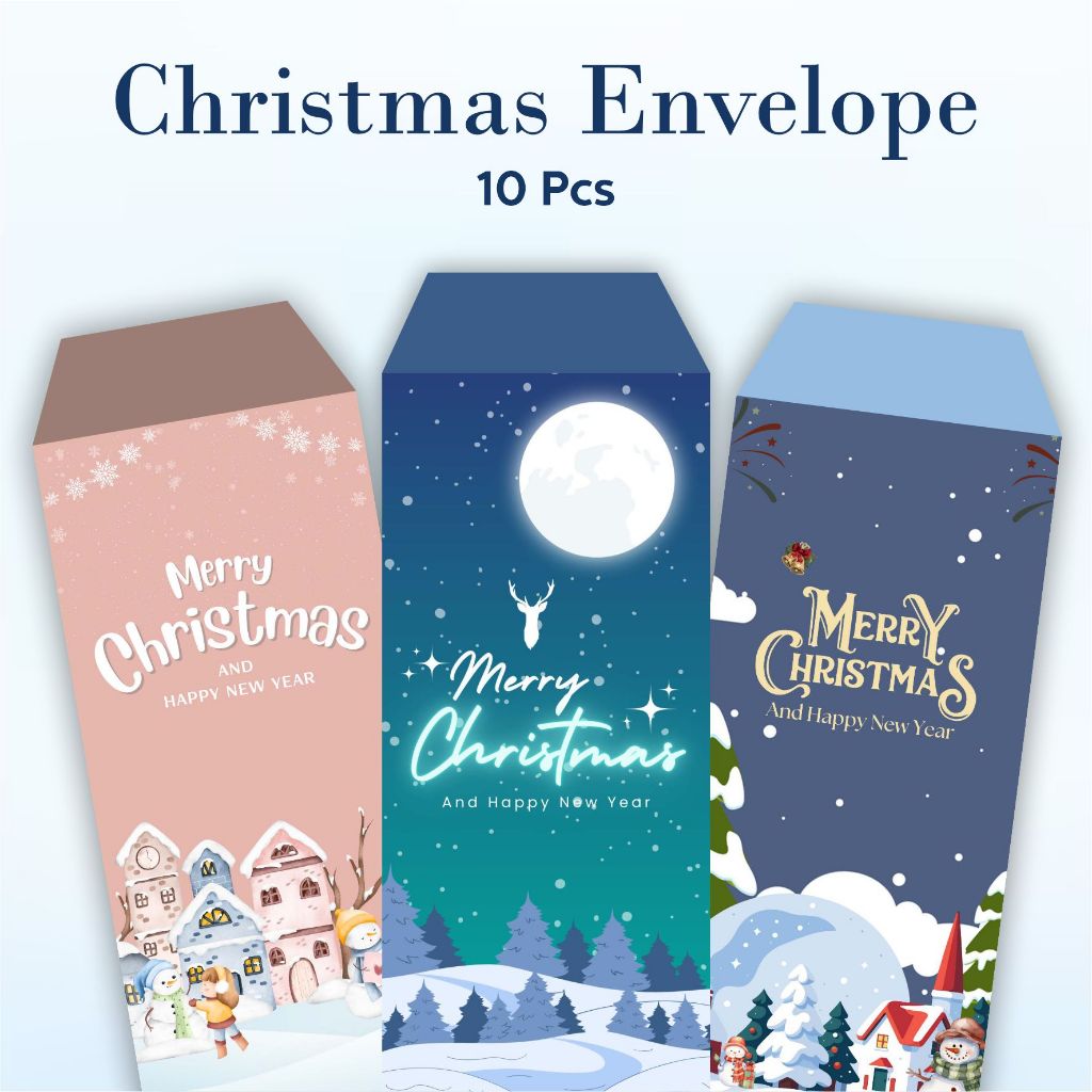 

(ISI 12 PCS) Amplop Natal Varian Salju Christmas / Amplop Natal Aesthetic / Angpao Natal / Amplop Natal Lembaran / Christmas Xmas Santa Claus Sinterklas / Angpao Natal Angpau Merry Christmas Hongbao Amplop Natal Ukuran Panjang