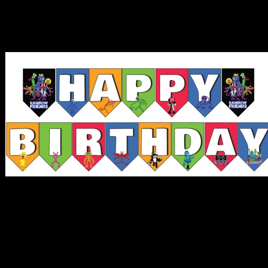 banner flag bunting flag garland flag ulang tahun tema Rainbow Friends