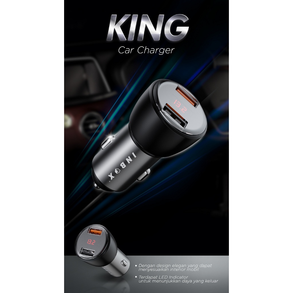 LED QC 3.0 CAR CHARGER INBOX KING