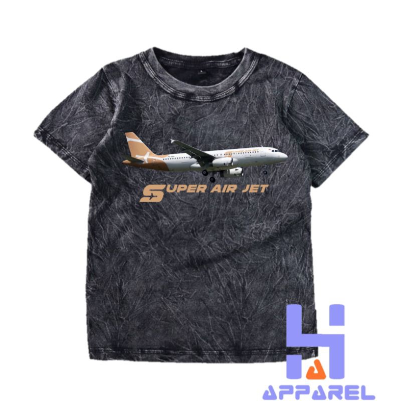 BAJU ANAK KAOS ANAK WASHED PESAWAT SUPER AIR JET