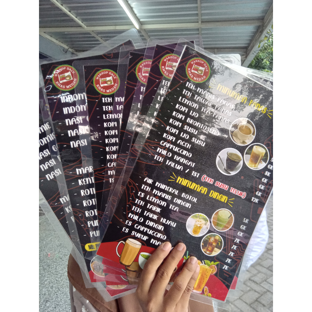 

Cetak A4/F4 Daftar Menu Makanan dan Minuman Laminating Custom